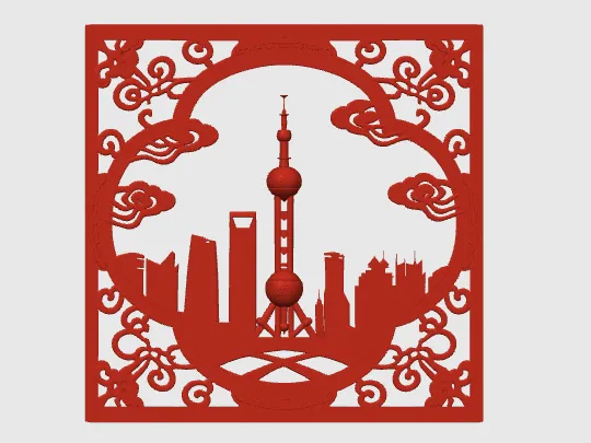 东方明珠新年窗花A1mini可打印