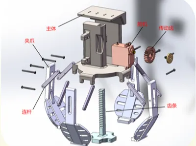 MG996 single servo four-claw gripper
