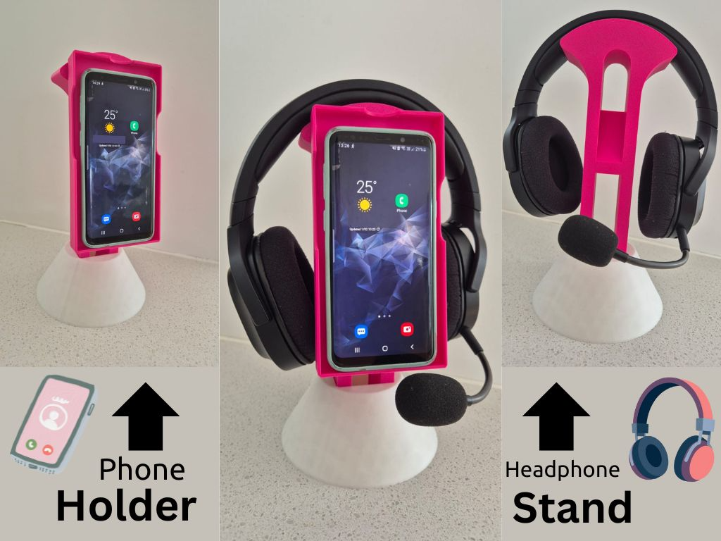 Headphone Stand with Attachable Phone Holder