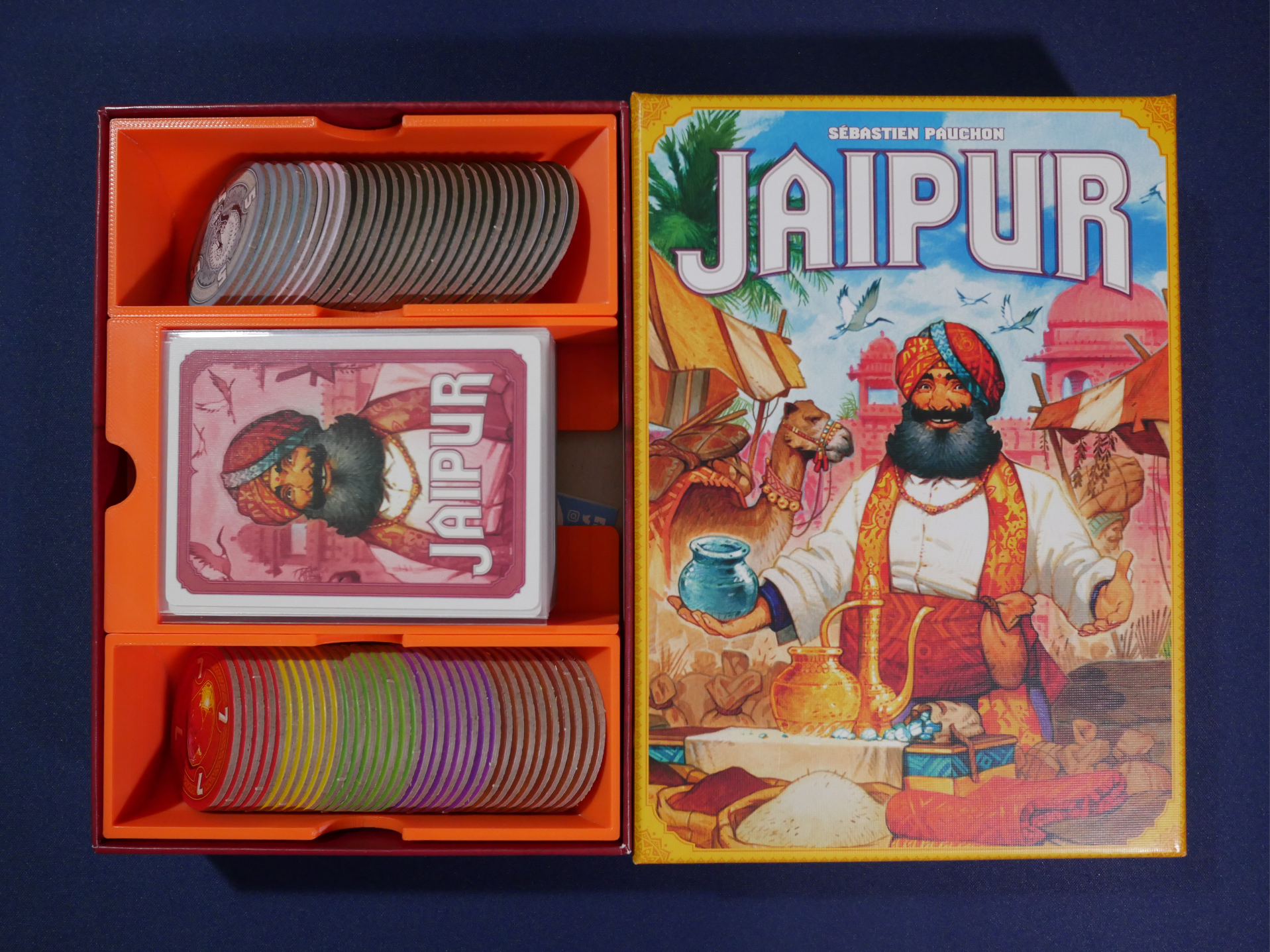 Jaipur board game insert for sleeved cards