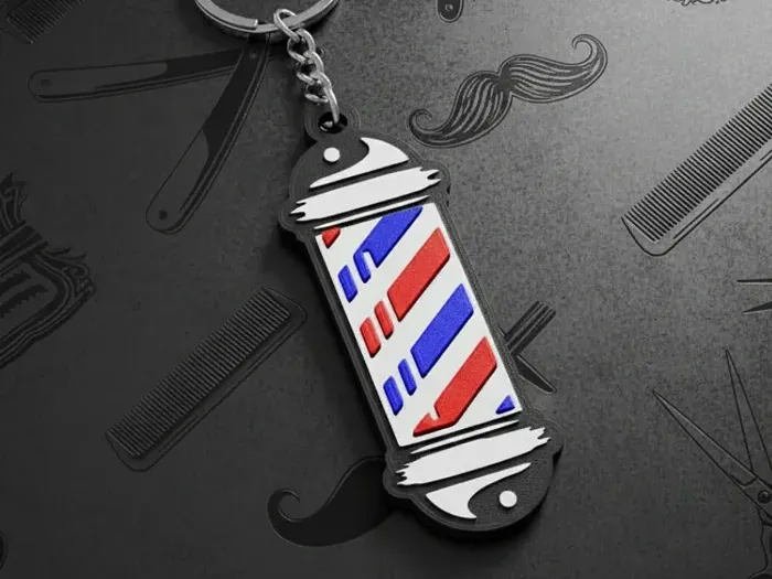 BARBER POLE KEYCHAIN