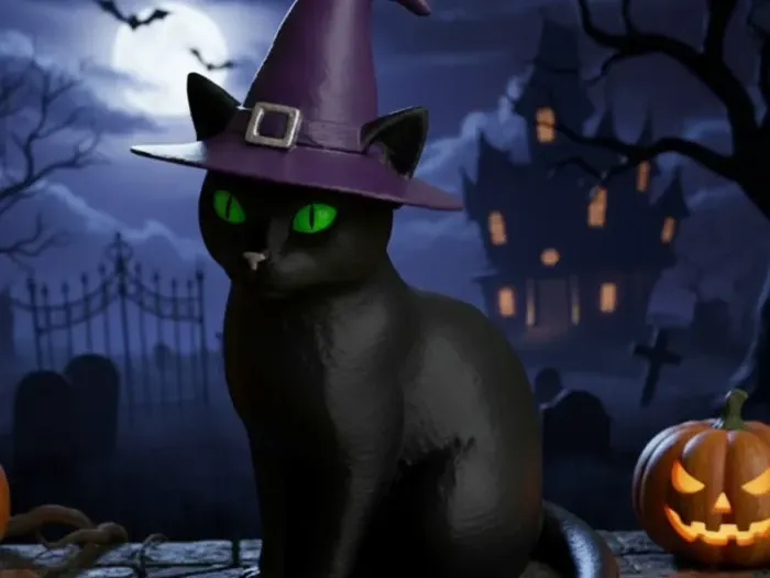 HALLOWEEN WITCH CAT