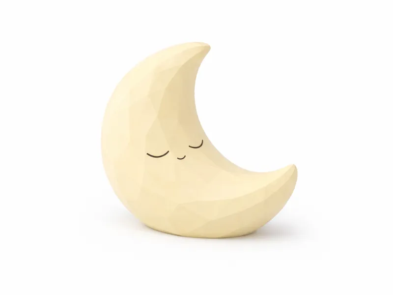 Low Poly Sleeping Crescent Moon