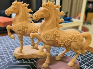 祥云骏马木雕摆件