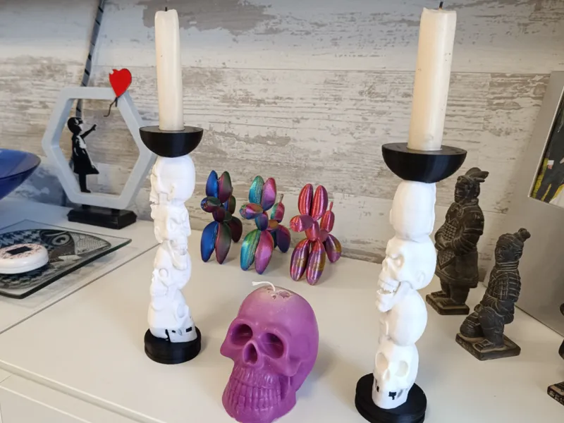 Vertical Skulls Candleholder