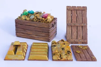 Modular Treasure Chest: Gold Bars Coins Gems Set1