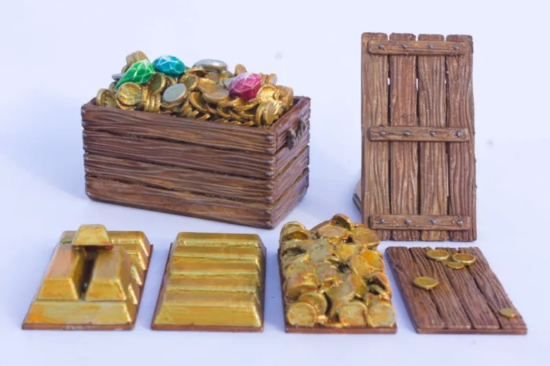 Modular Treasure Chest: Gold Bars Coins Gems Set1