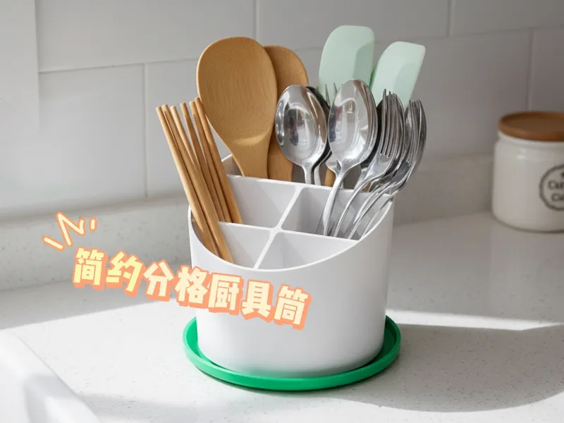 简约分格餐厨筒 厨具筒 带沥水盘