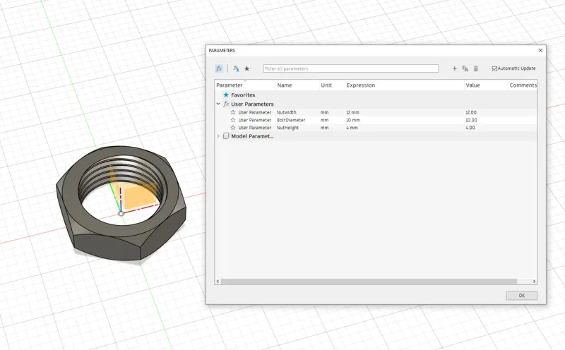Customisable Parametric Nut