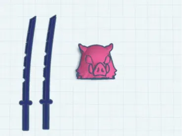 inosuke dummy 13 head and katanas
