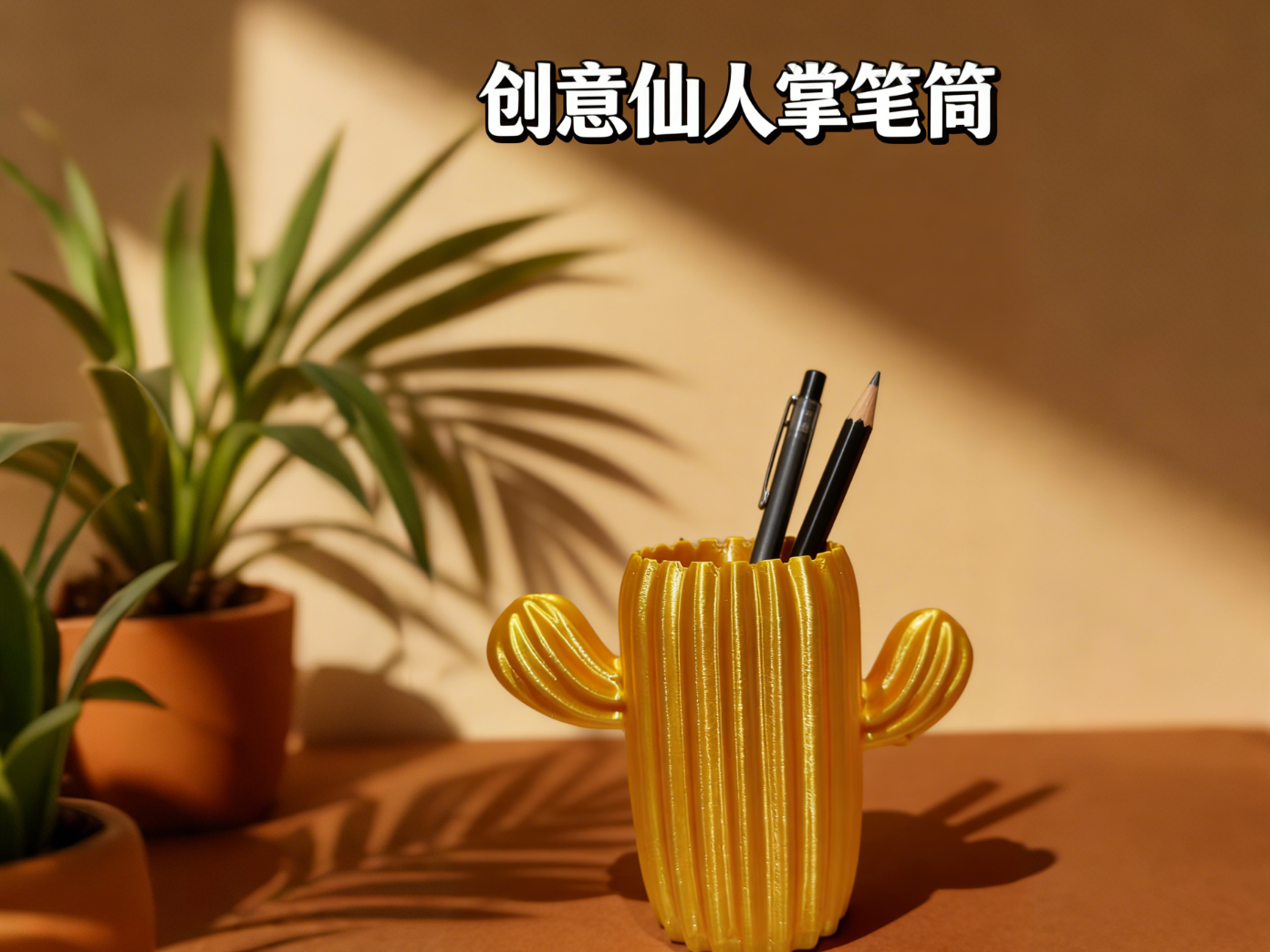 仙人掌笔筒、花瓶