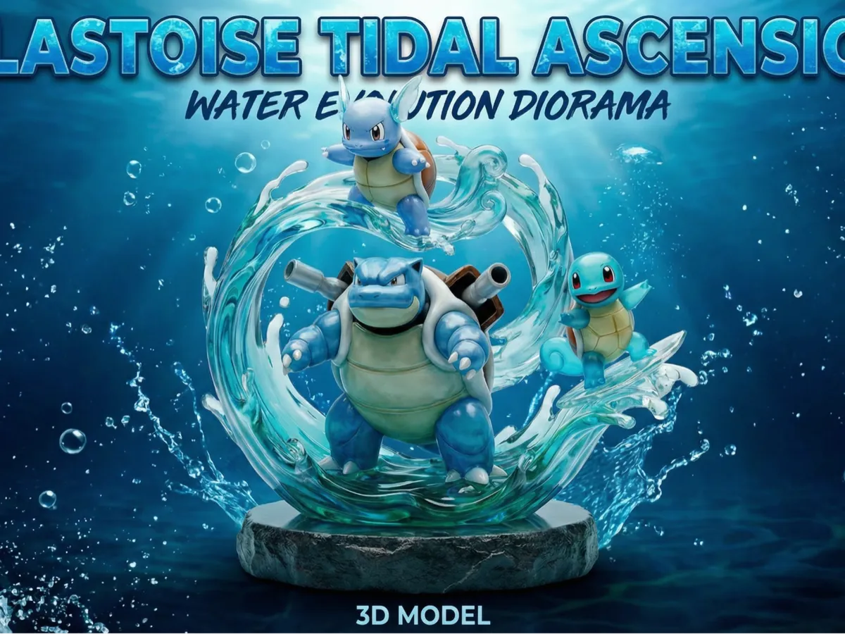 blastoise tidal ascnsion water evolution diorama - Free 3D Print Model ...