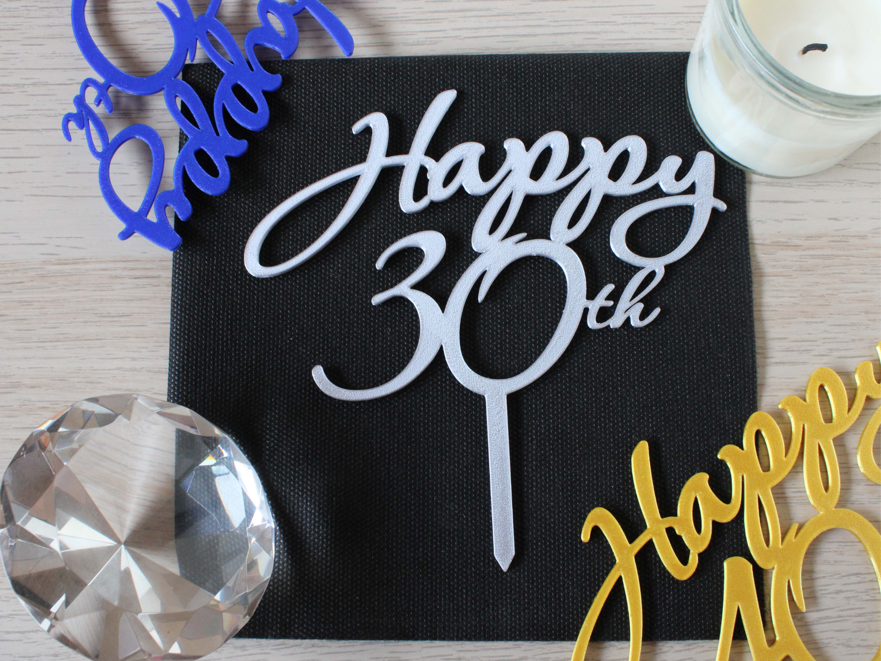 Happy 30th Birthday Cake Topper - Elegant Design