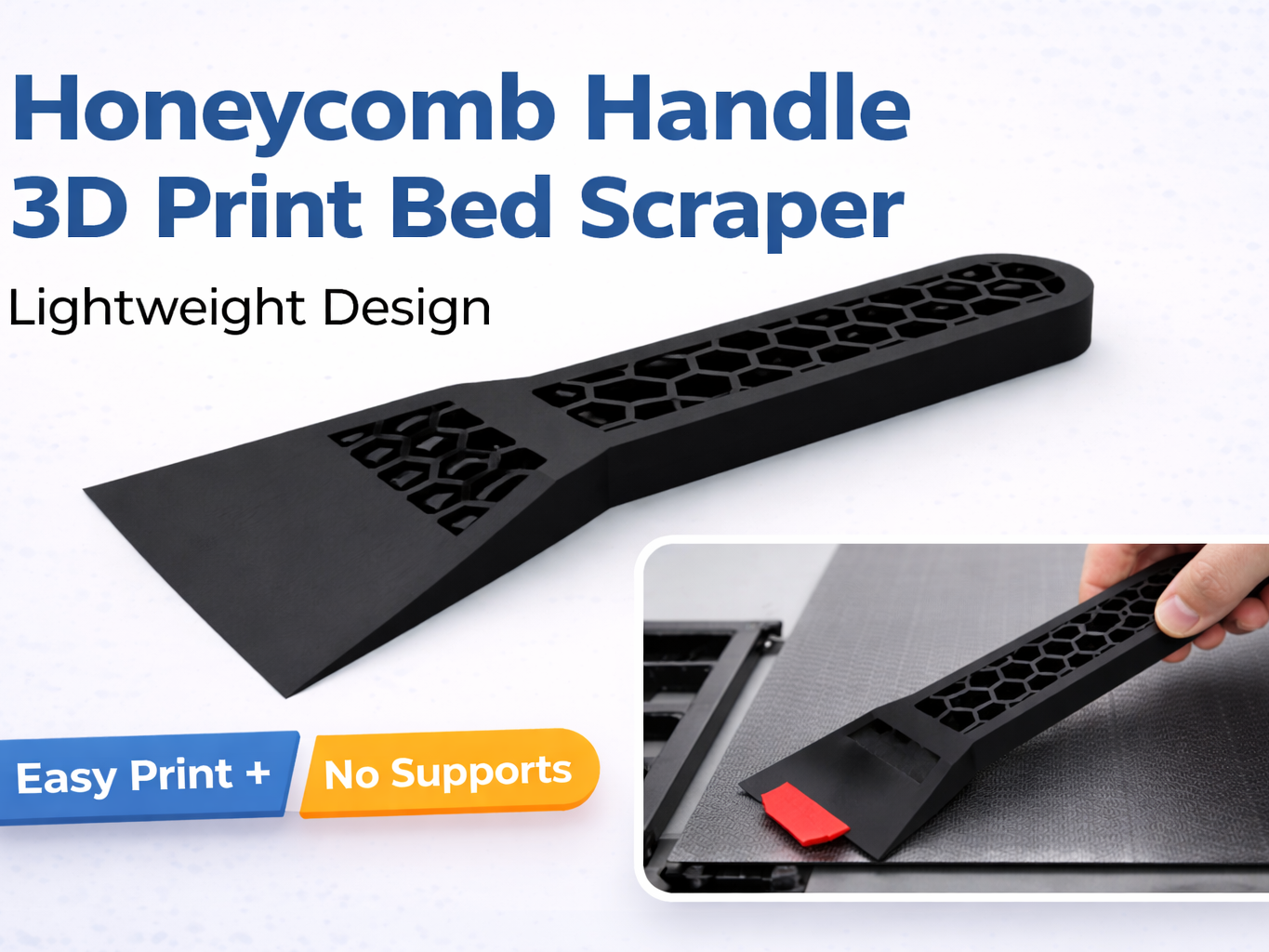 Honeycomb Handle 3D Print Bed Scraper