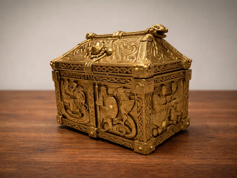 Large Anglo-Saxon style box reliquary with lid