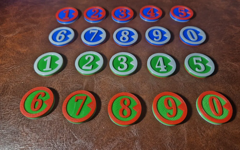 Two Sided Numbered Tokens - Free 3D Print Model - MakerWorld