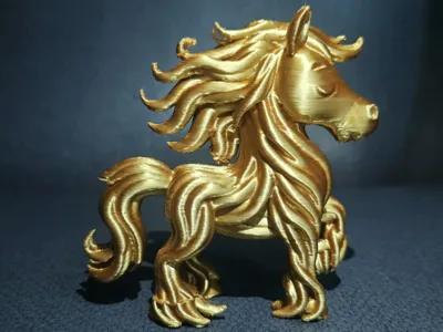 Vein-wood Young Pony Sculpture With Flowing Mane