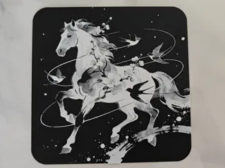 2026水墨版画-白马青燕001