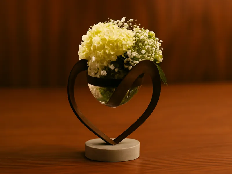 Heart Glass Glove Vase
