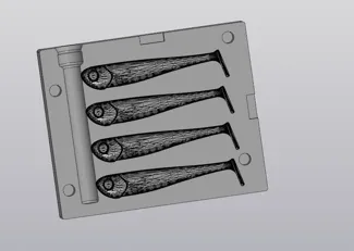 mini minnow 2" fishing lure mold.