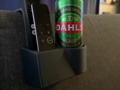 Sofa soda can and Apple TV remote hanger
