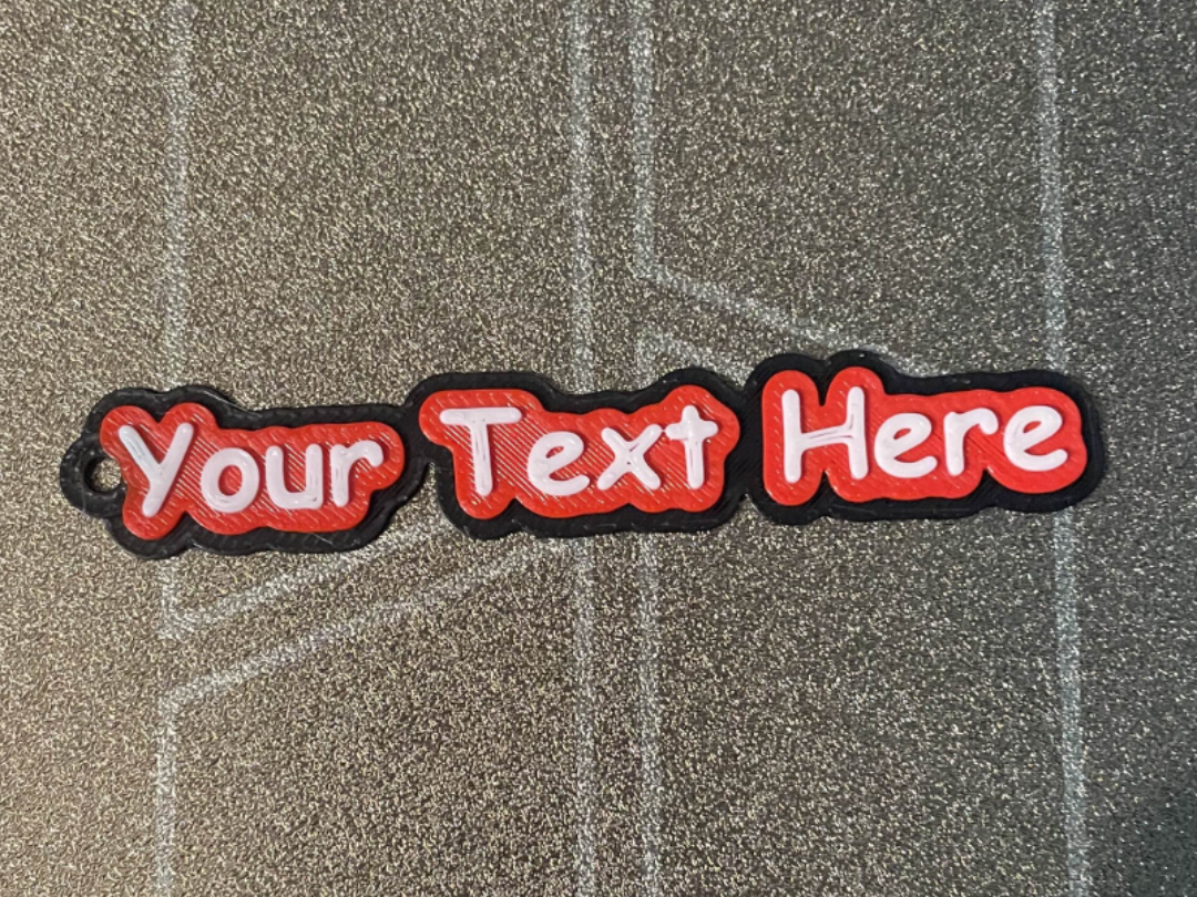 Customizable text keychain