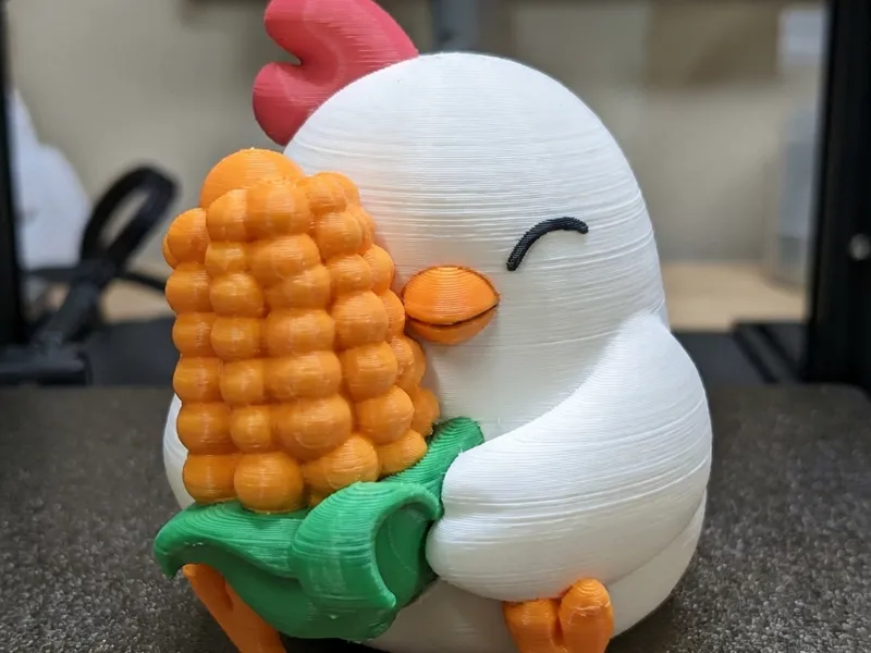 Cute Chicken with Corn Figurine - Multi-Color FDM