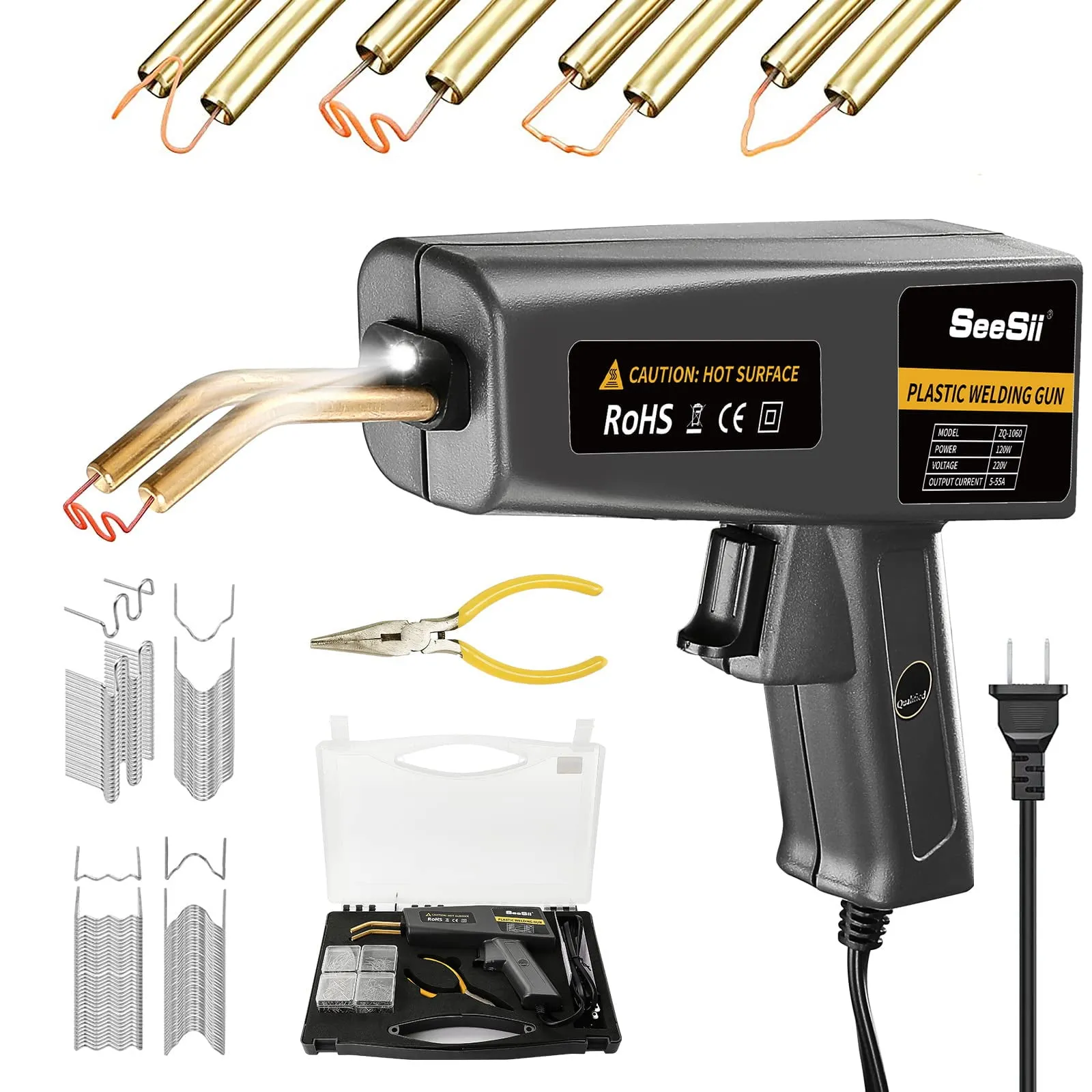 120W Hot Stapler, Seesii Plastic Welder Gun 3s Quick Heating, Car Bumper  Repair Kit w/ 4 Types Staples, Welding Repairing Machine Crack Machine -  Walmart.com