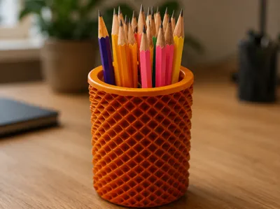 Modern Knurled Pencil Holder 
