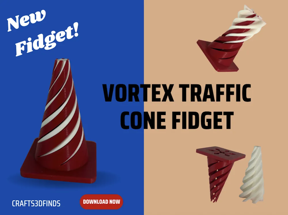 Traffic Cone Vortex Fidget Toy - Free 3D Print Model - MakerWorld