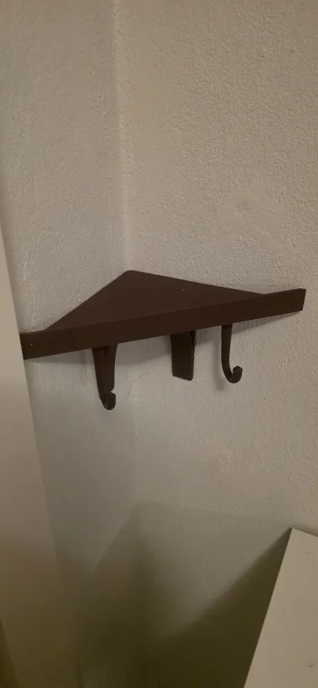 Corner Shelf with hooks - Free 3D Print Model - MakerWorld