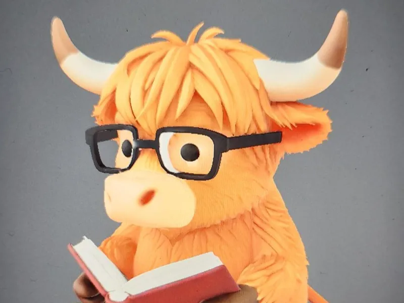 Chibi Smart Highland Cow Book Nook