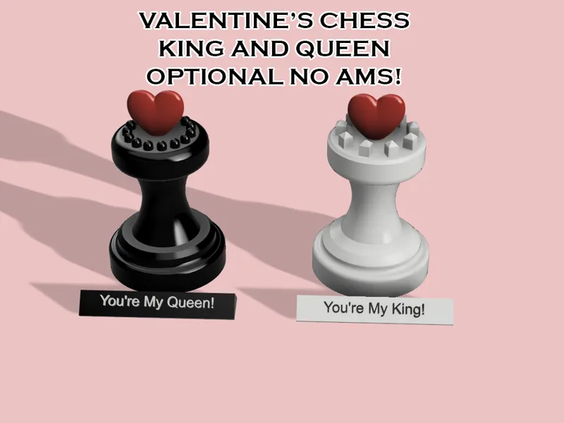 Valentine's King and Queen Chess Pieces, NO AMS 