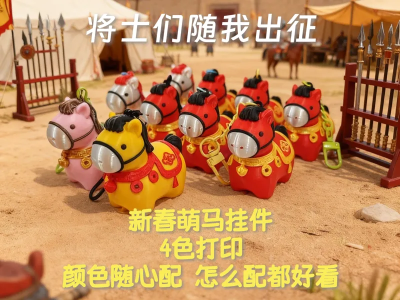 马年小马挂件摆件4色打印版