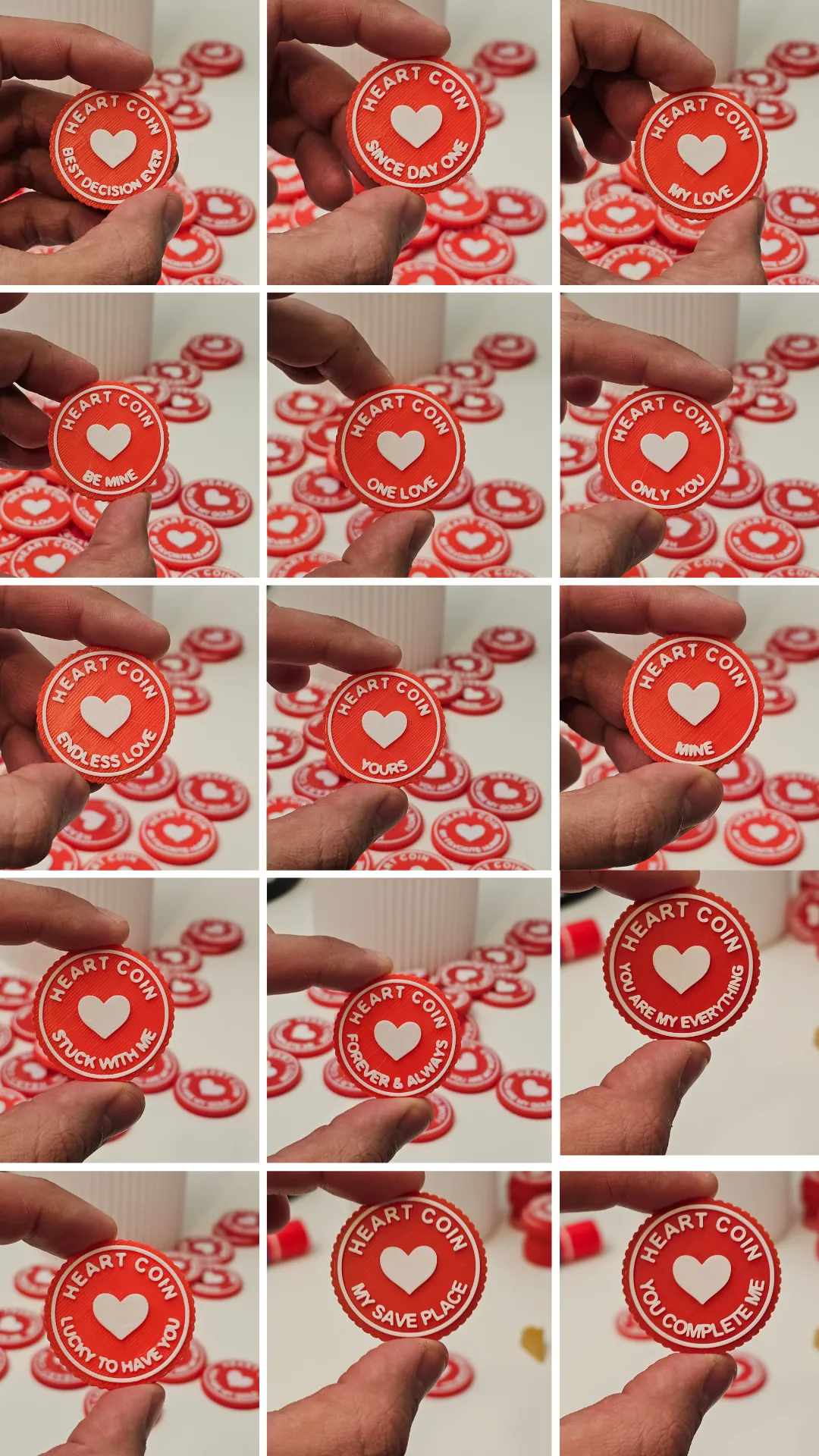 Heart Coin 35 versions - Free 3D Print Model - MakerWorld