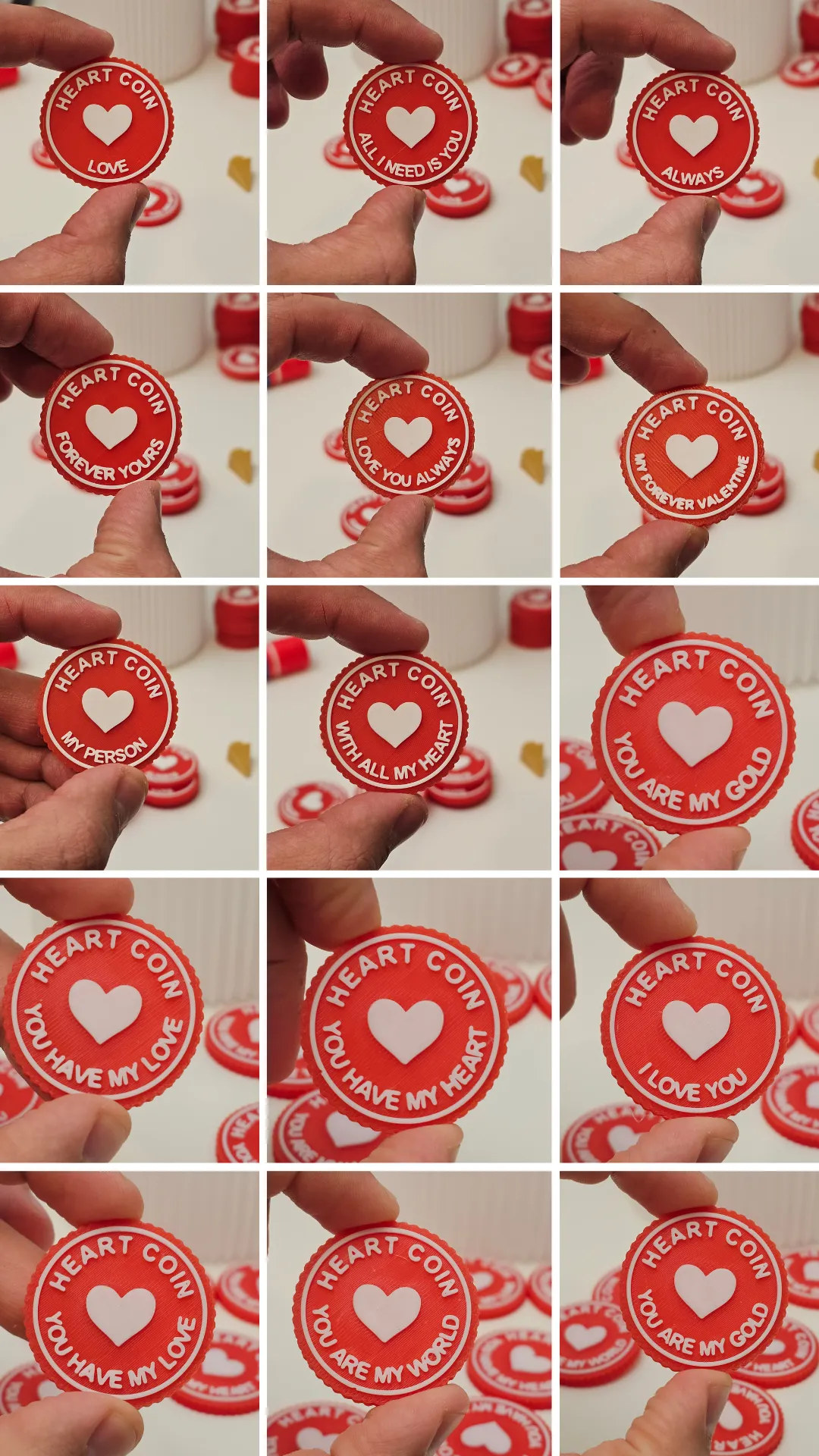 Heart Coin 35 versions - Free 3D Print Model - MakerWorld