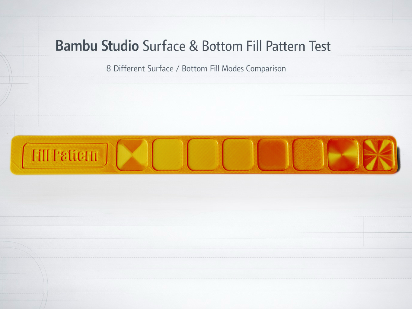Bambu Studio 表面与底面填充模式测试（8种对比）