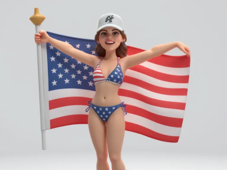 garota com bandeira USA