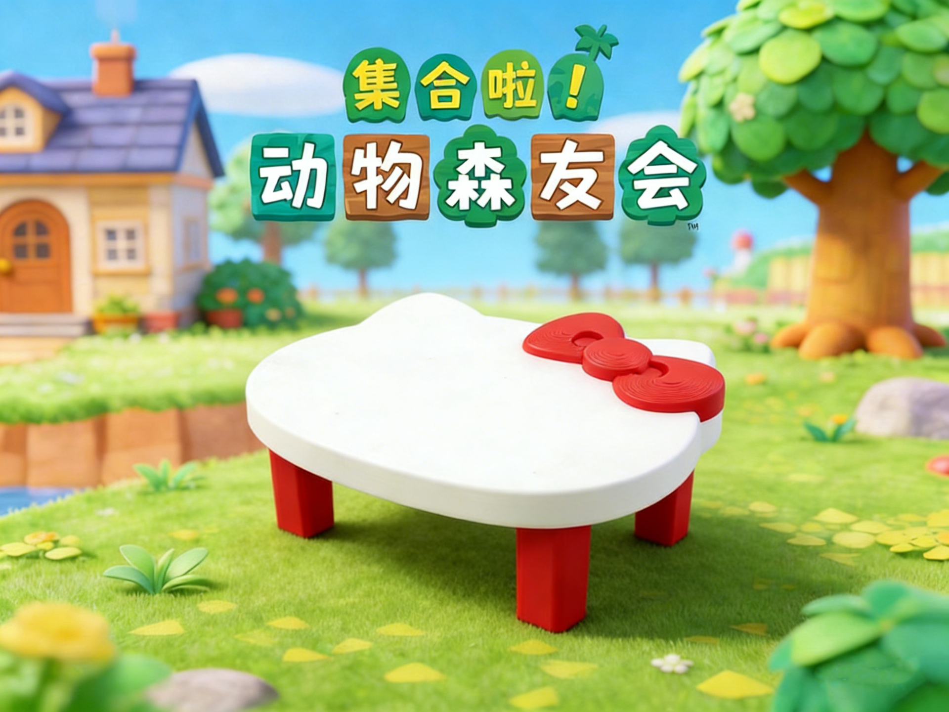 《集合啦！动物森友会》hellokitty主题 桌子  微缩模型    拆件分色免AMS