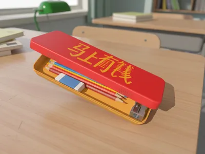Instant Wealth New Year Blessing Stationery Box, Pencil Case, Red Packet Box, Red Envelope