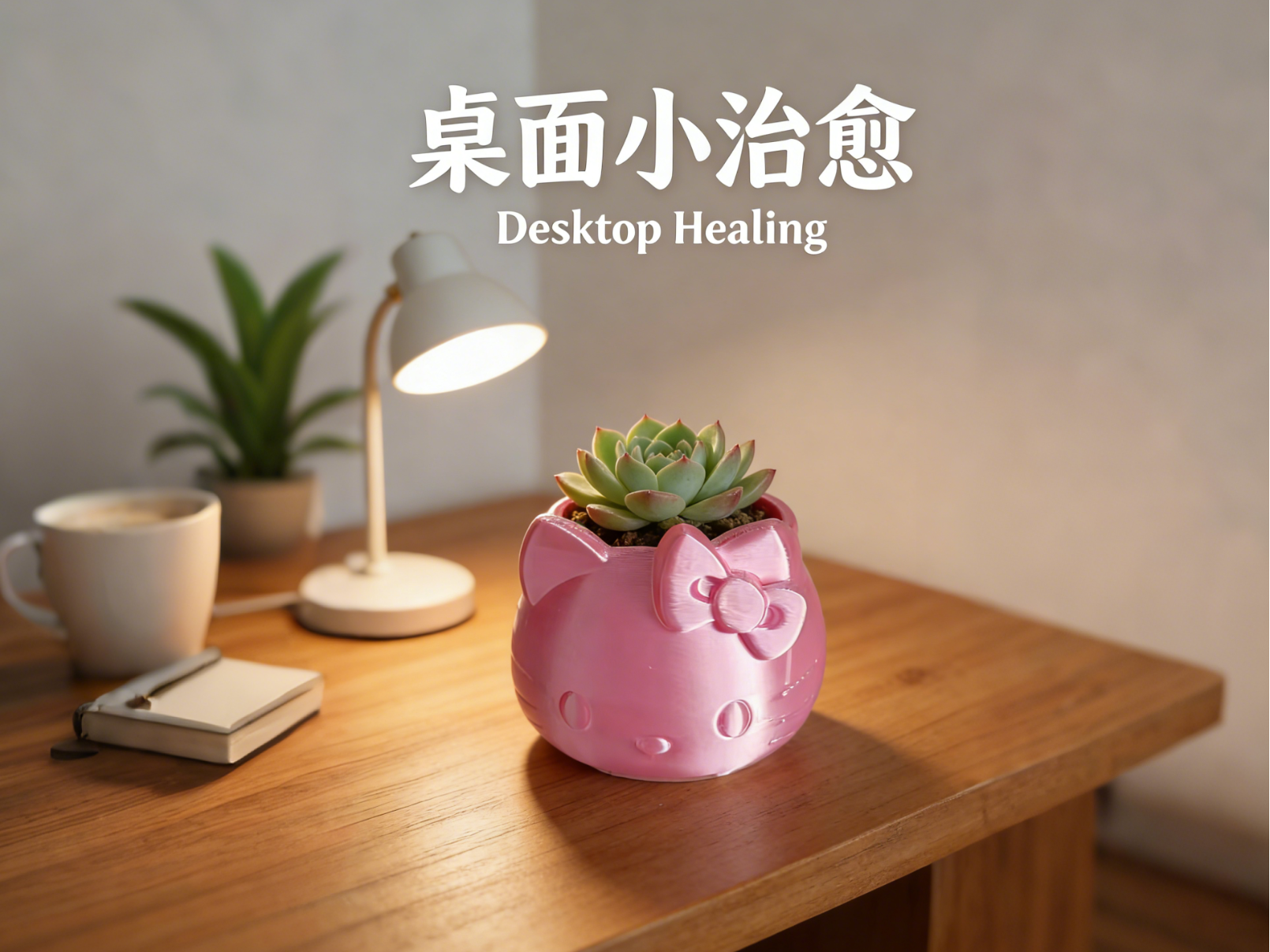 桌面小治愈・粉色萌系花盆