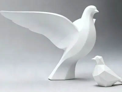 Dove White Hope Purity Love Sculpture Pendant