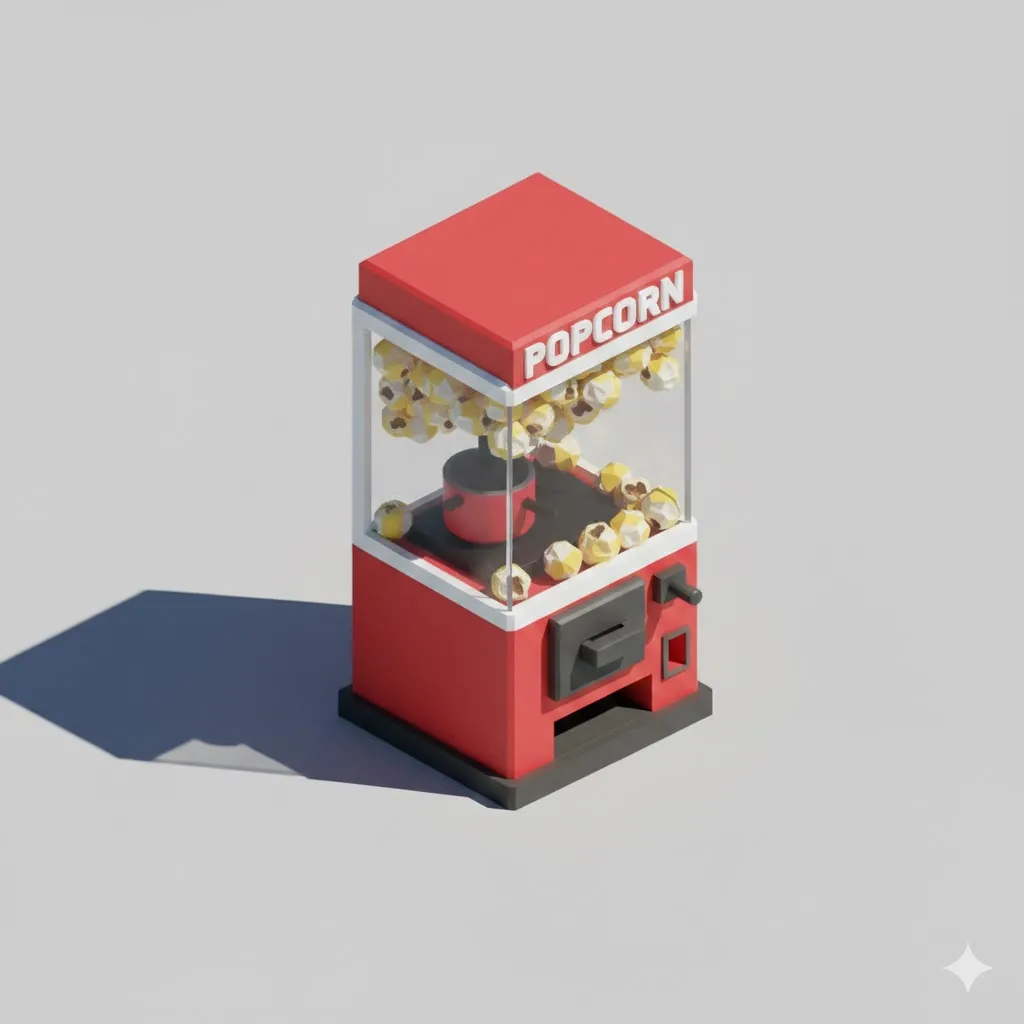 Low Poly Popcorn Machine - Free 3D Print Model - MakerWorld