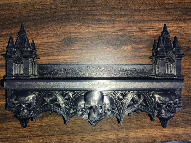 Goth shelf with skulls