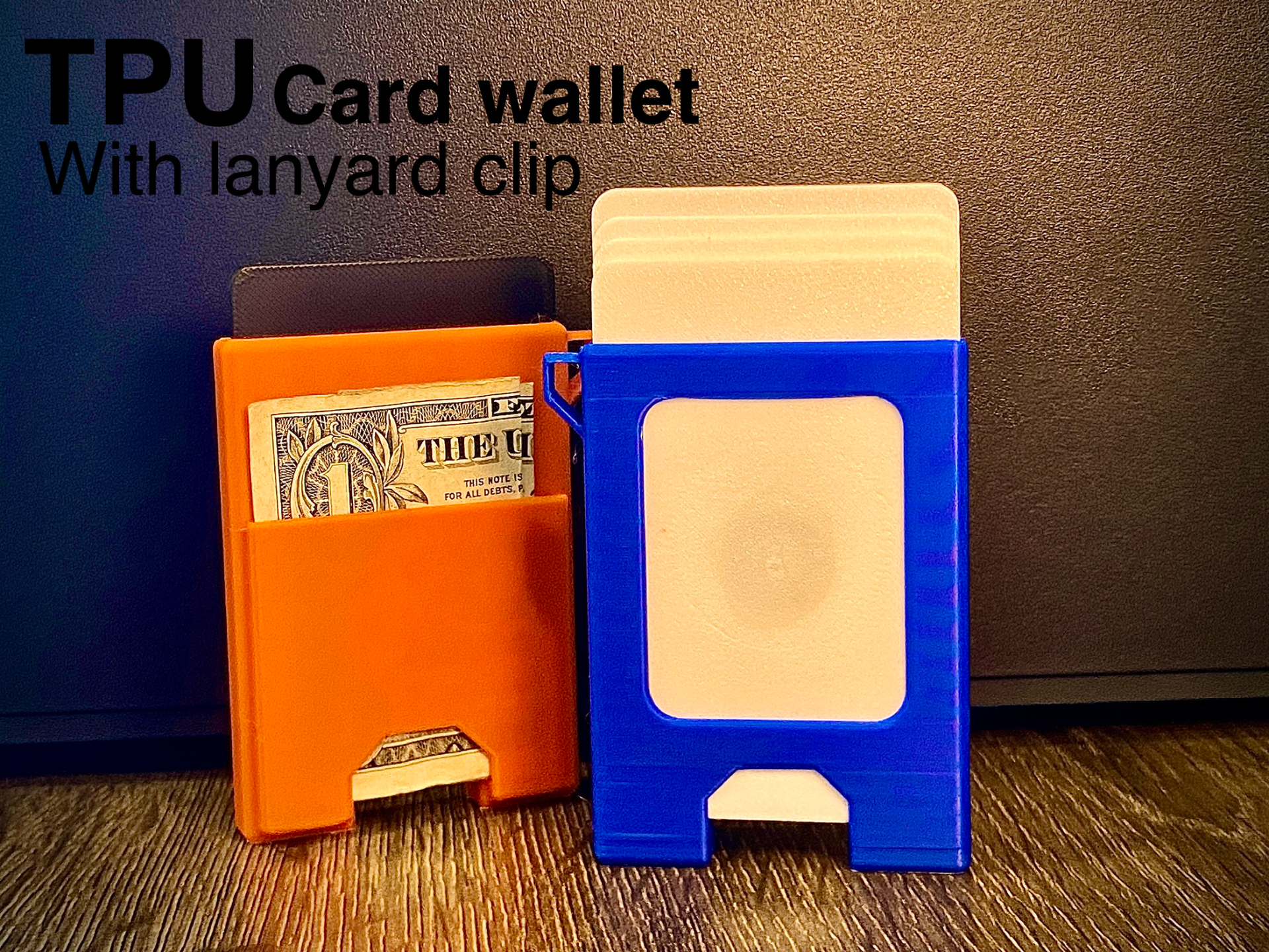 TPU wallet with cash sleeve and lanyard clip
