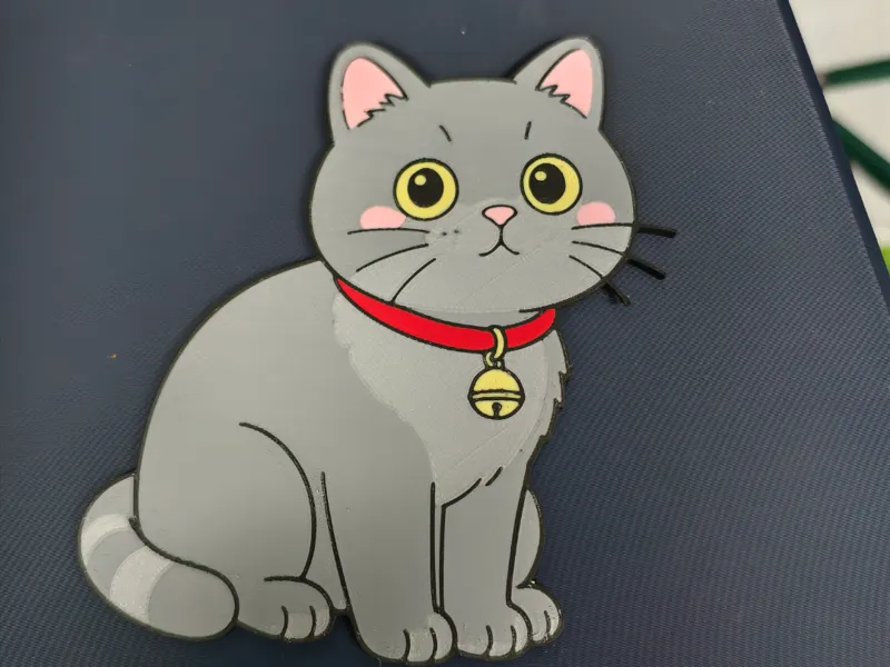 卡通猫咪冰箱贴，多色需AMS打印。
