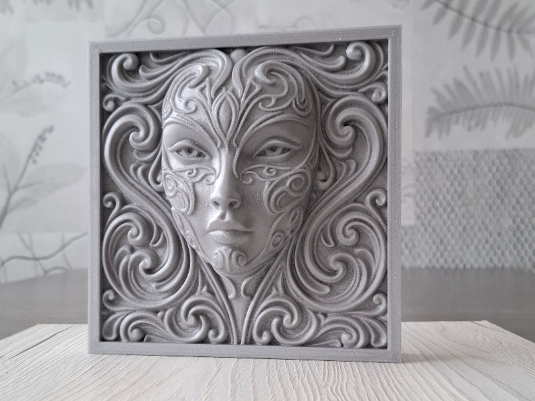Serpentine Swirl Portrait - Relief Sculpture