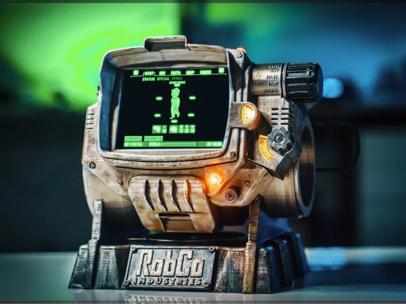 PIPBOY3000 - Clock,Temp, Diamond city Radio, Stand