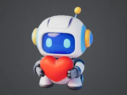 Valentines day gift - Cute robot holding a heart