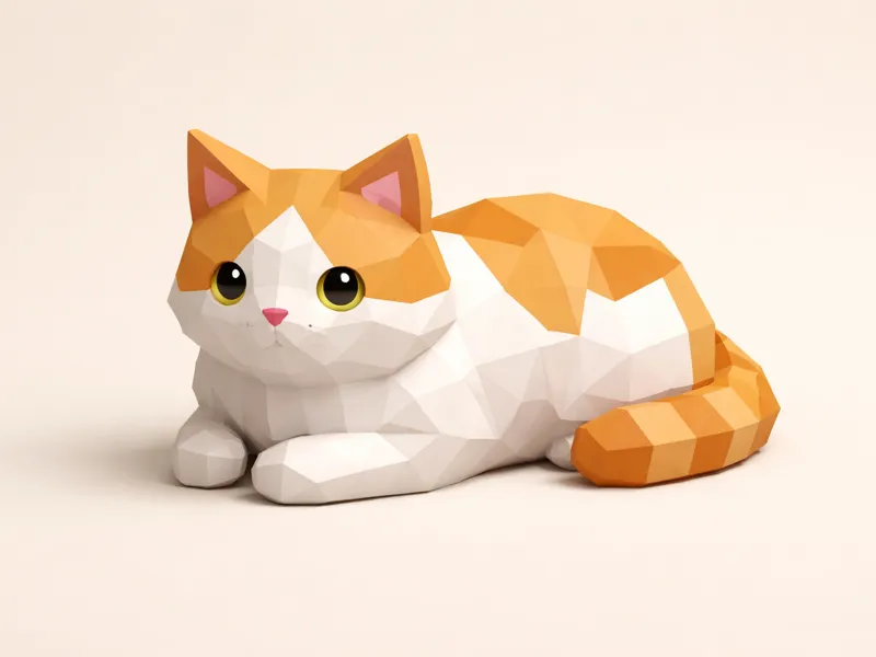 low poly 3d cat v2
